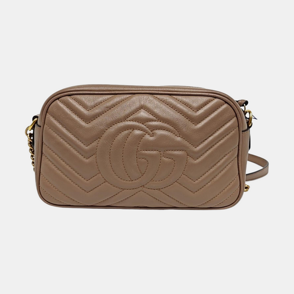 GG Marmont Small Quilted Calfskin Beige
