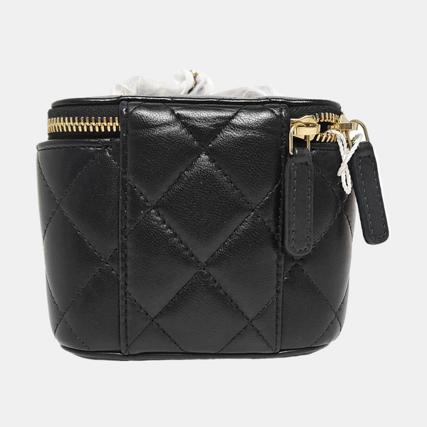 VANITY CASE Mini Quilted Lambskin Black