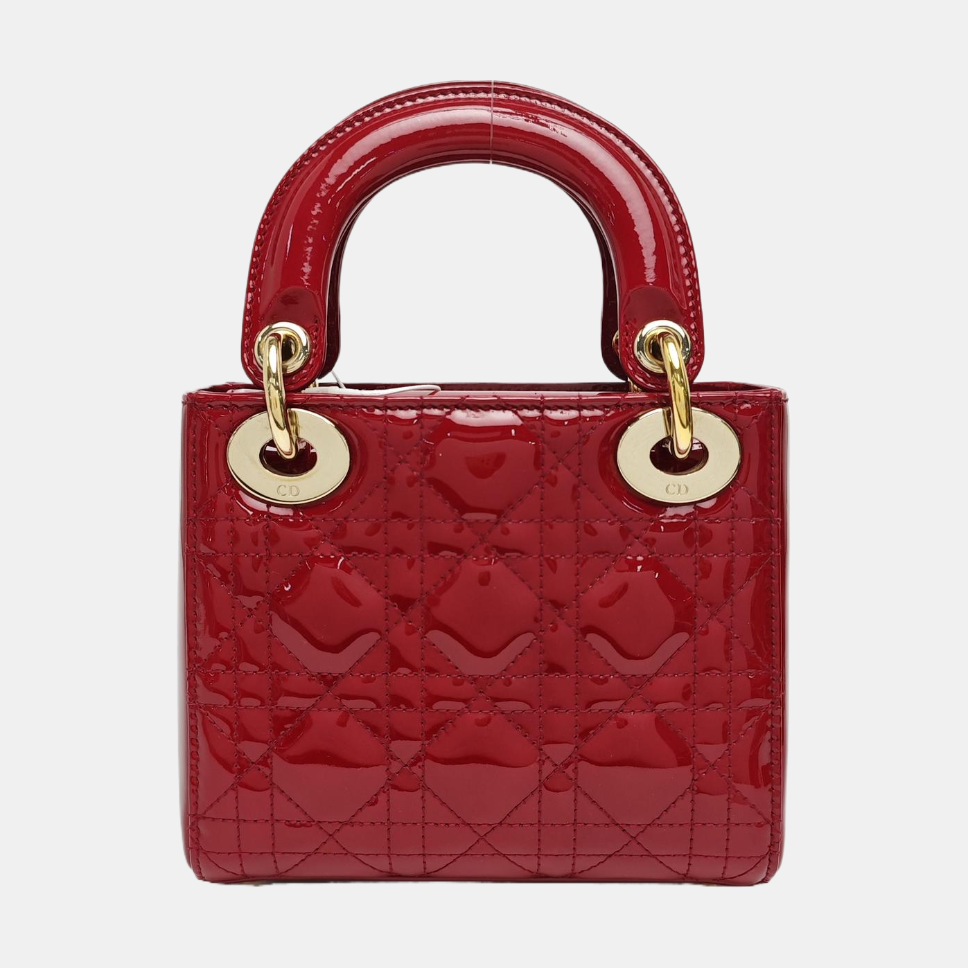 Lady Dior Mini Cannage Patent Calfskin Red