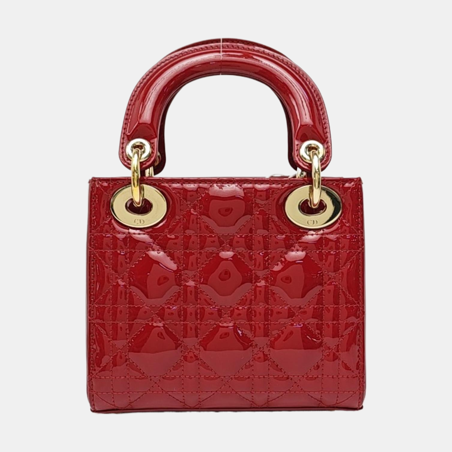 Lady Dior Mini Cannage Patent Leather Red