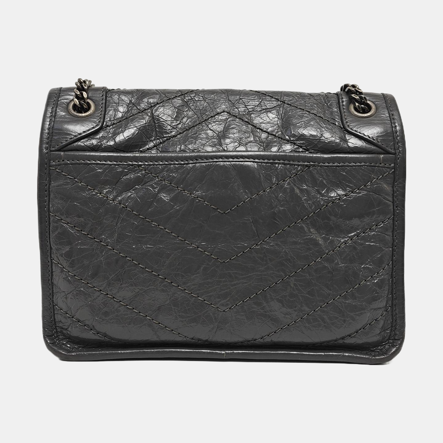 NIKI Small Chevron Calfskin Gray