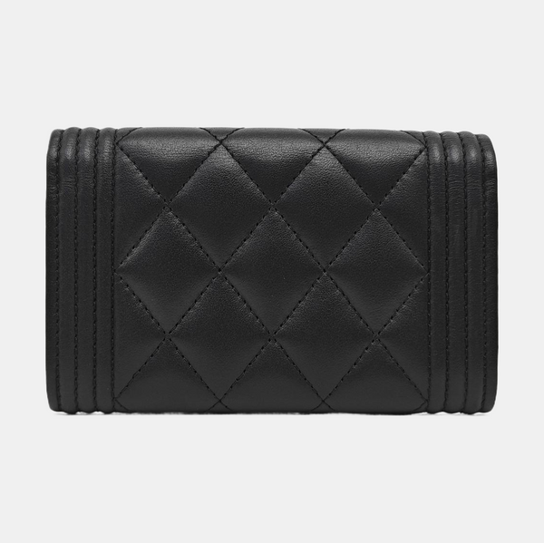 BOY CHANEL Quilted Calfskin Black Card Holder