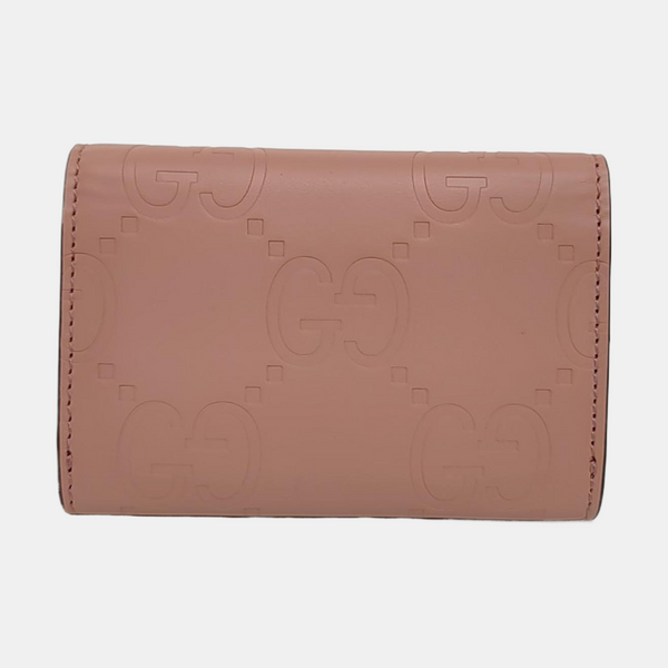 Monogram Calfskin Card Holder Pink