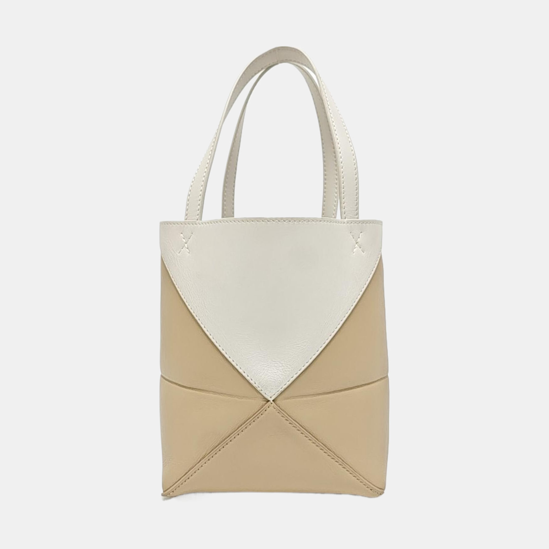 Puzzle Fold Mini Quilted Calfskin Beige