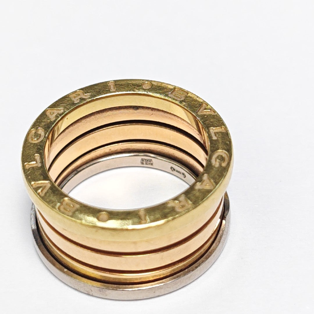 B.ZERO1 18k White Gold Rose Gold Ring EU 51