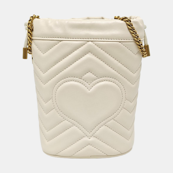 GG Marmont Mini Quilted Calfskin White