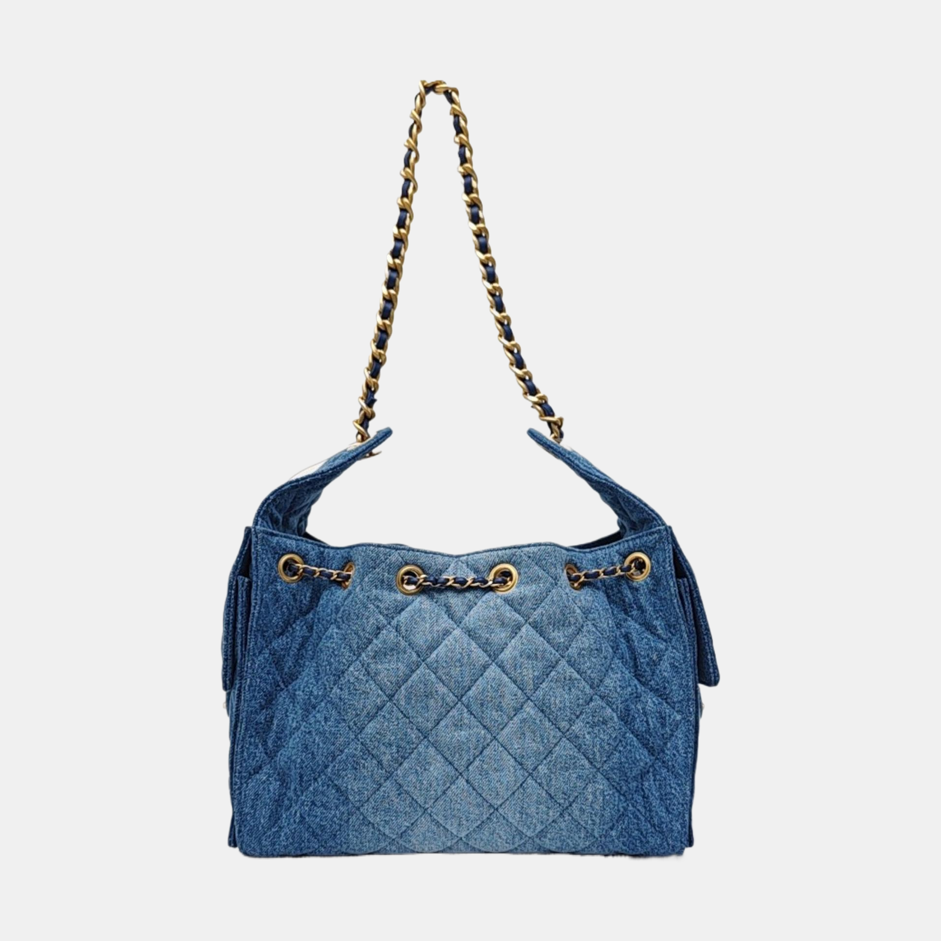 CHANEL 25 Small Quilted Suede Blue
