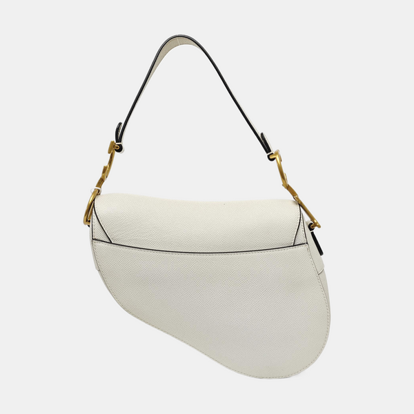 Saddle Medium Calfskin White