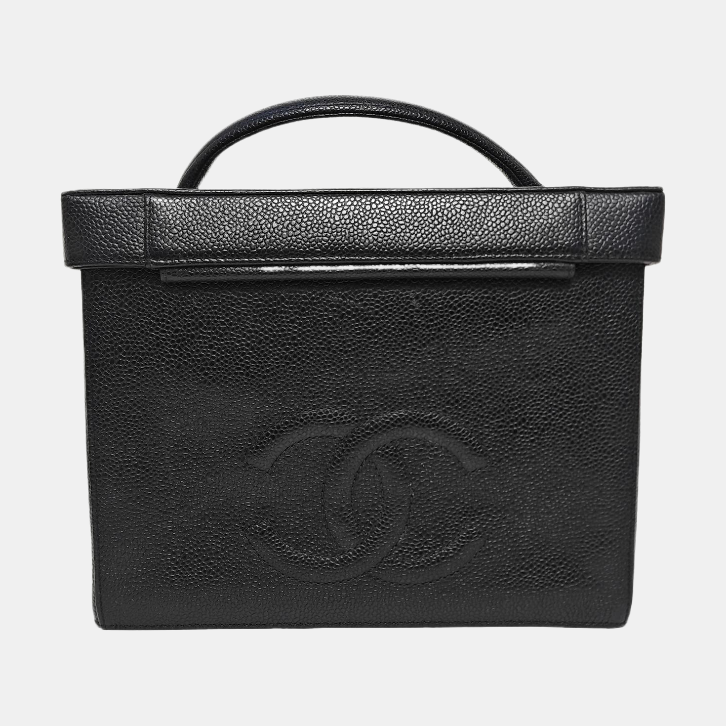 VINTAGE COSMETIC BAGS Grained Calfskin Black