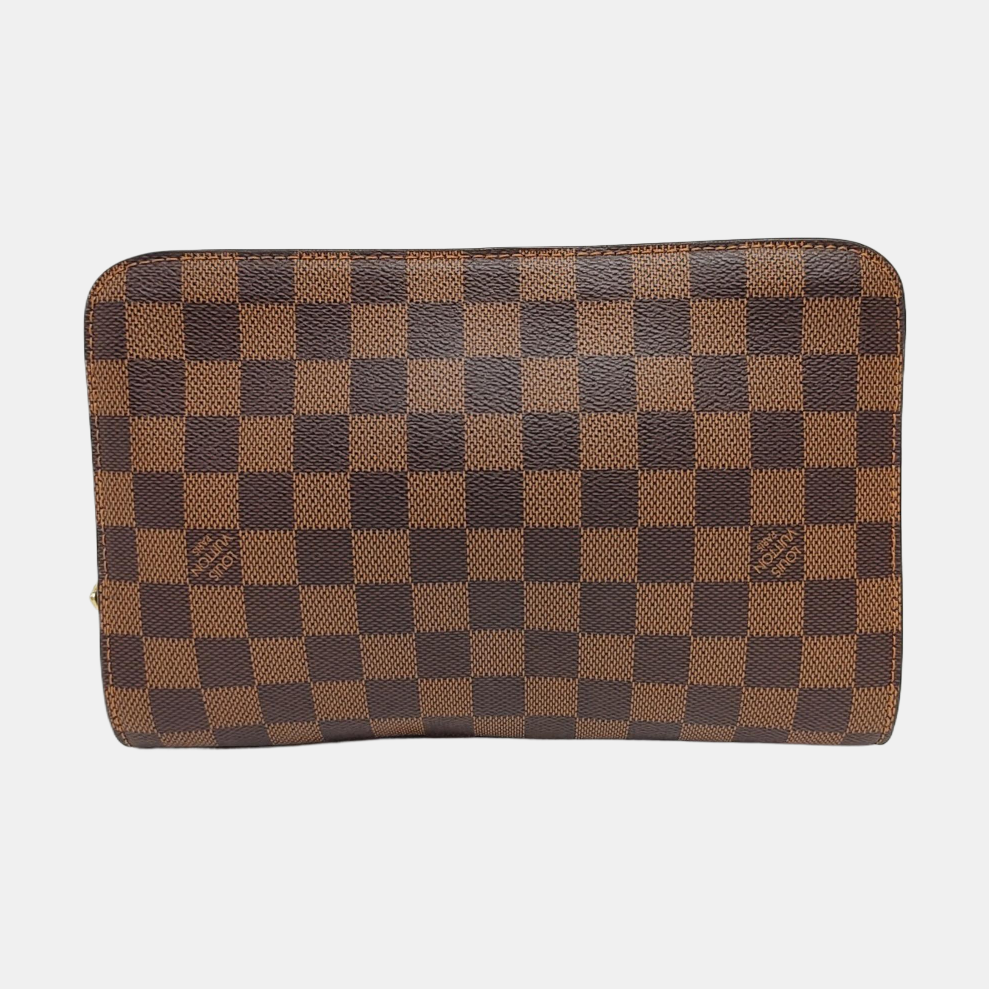 SAINT LOUIS Damier Ebene Coated Canvas Brown