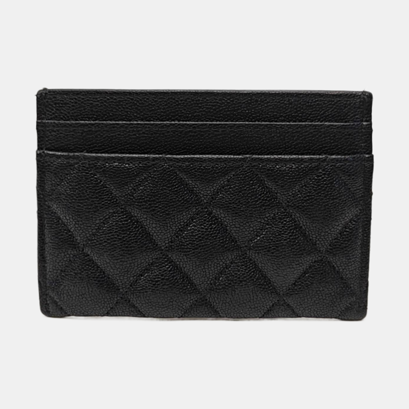 BOY CHANEL Quilted Grained Calfskin Black Card Holder