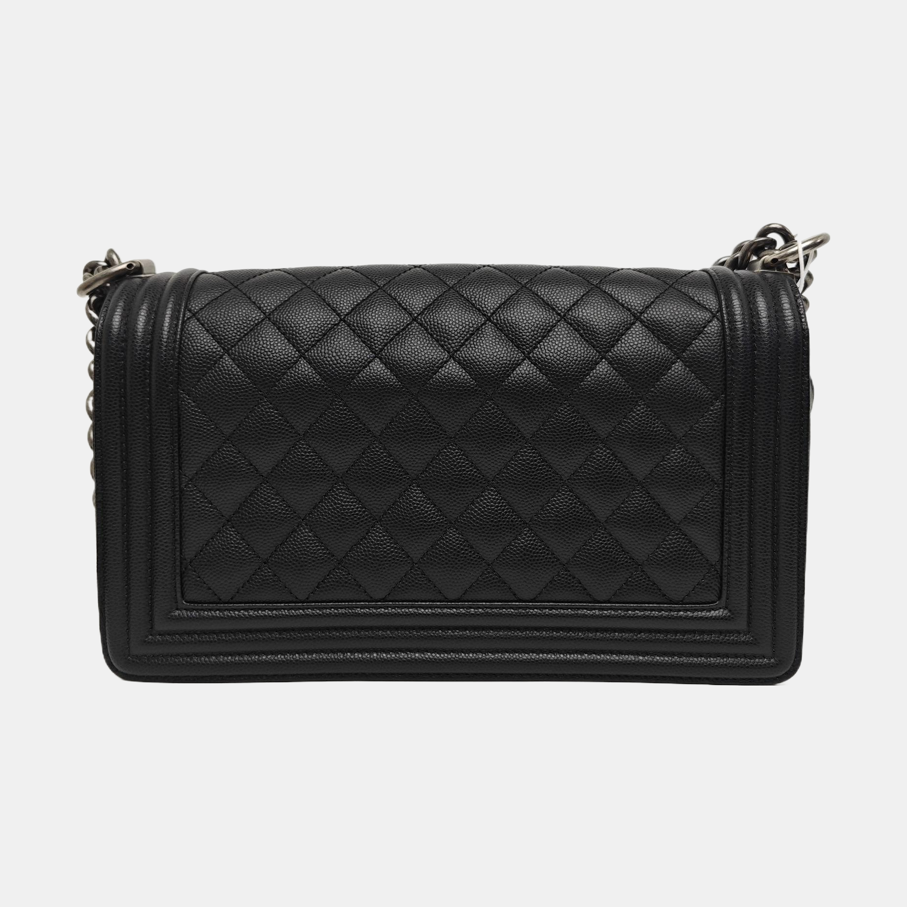 BOY CHANEL Medium Quilted Grained Calfskin Black