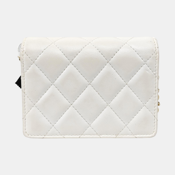 Quilted Lambskin Shoulder Bag White
