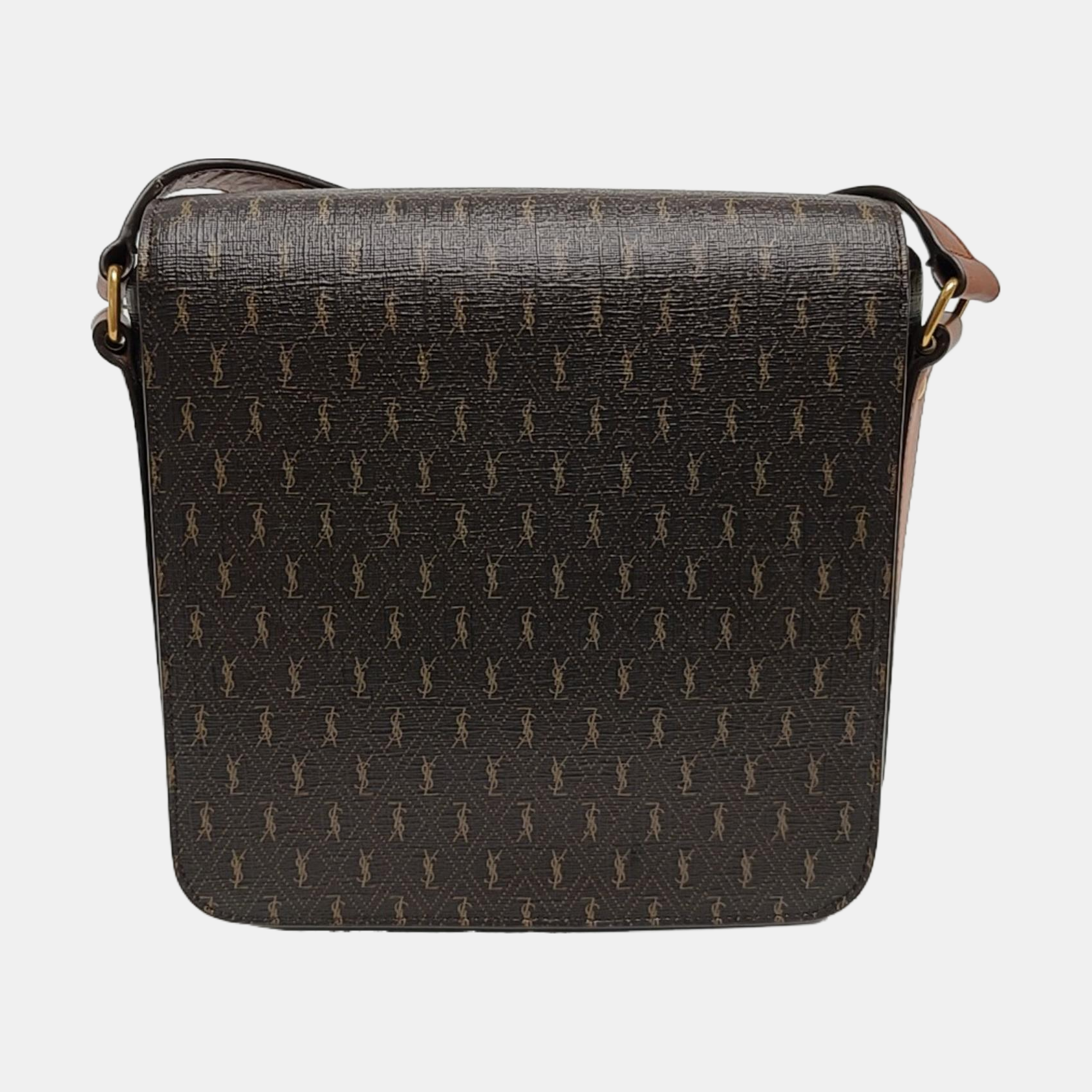 Coated Canvas Crossbody Bag Brown