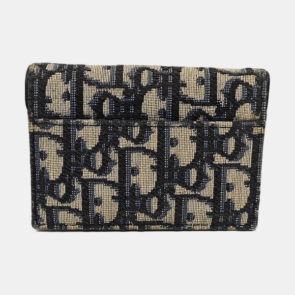 Authenticated pre-owned  Saddle Monogram Fabric Blue Card Holder - Card Holder at Looply