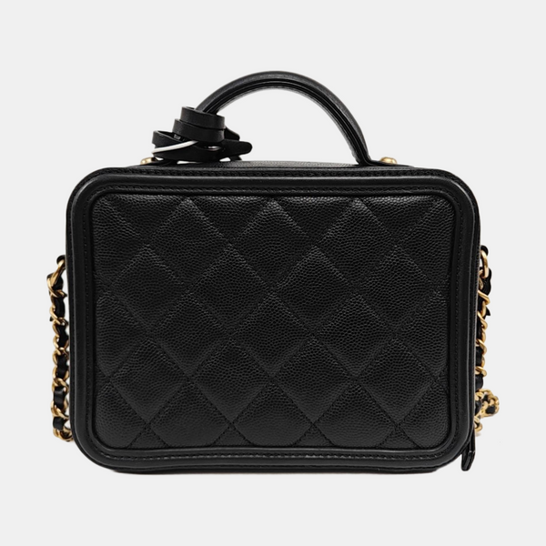 FILIGREE Small Quilted Grained Calfskin Black