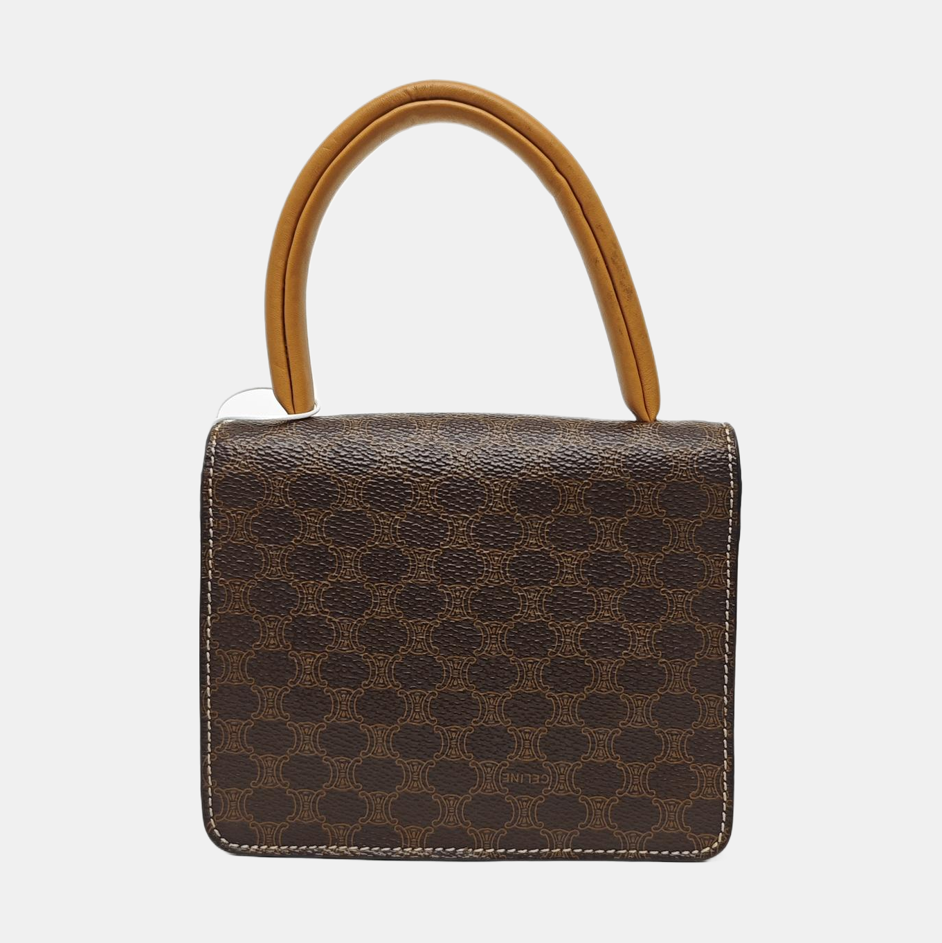 Coated Canvas Top Handle Bag Brown