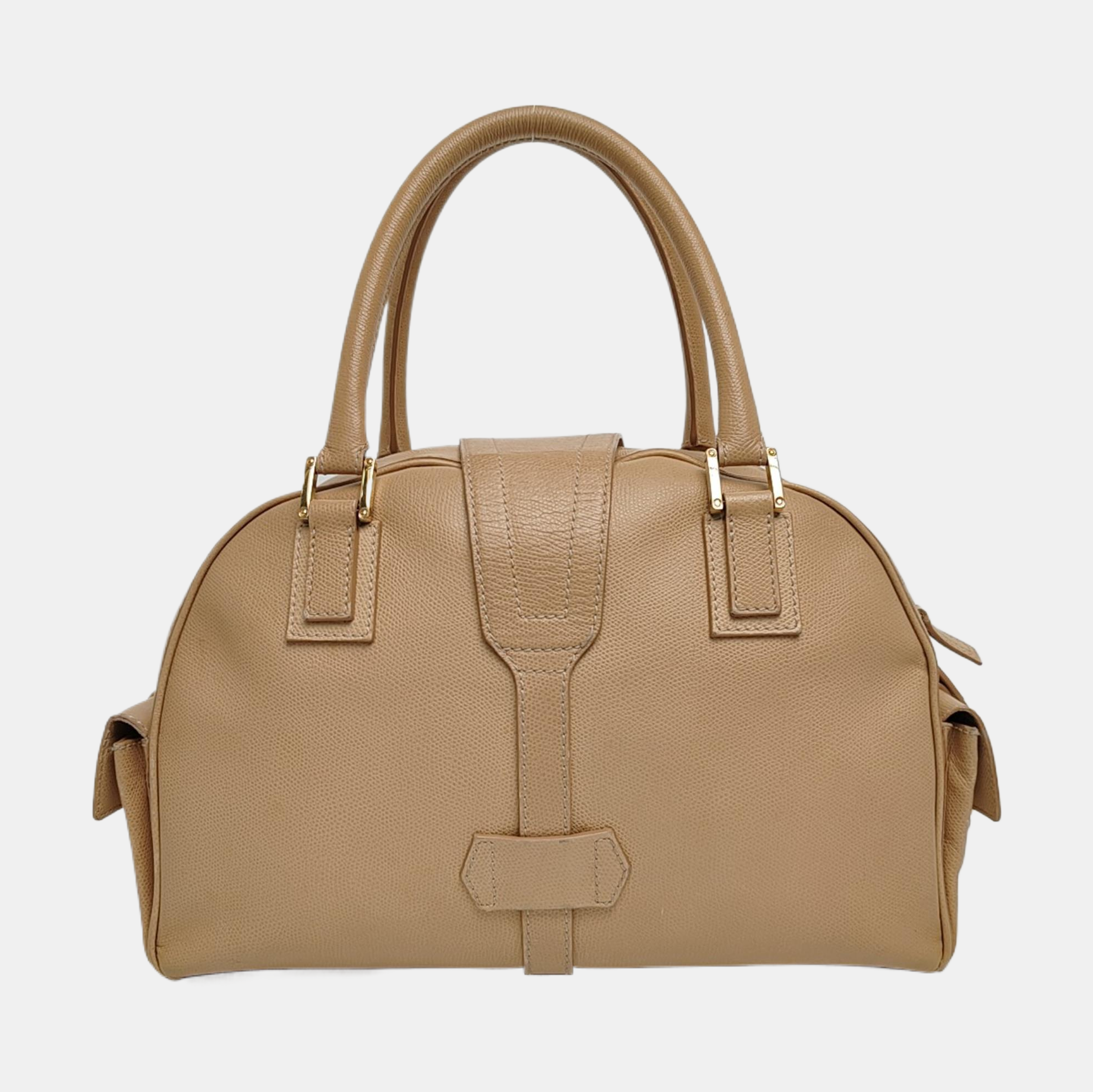 Calfskin Top Handle Bag Beige