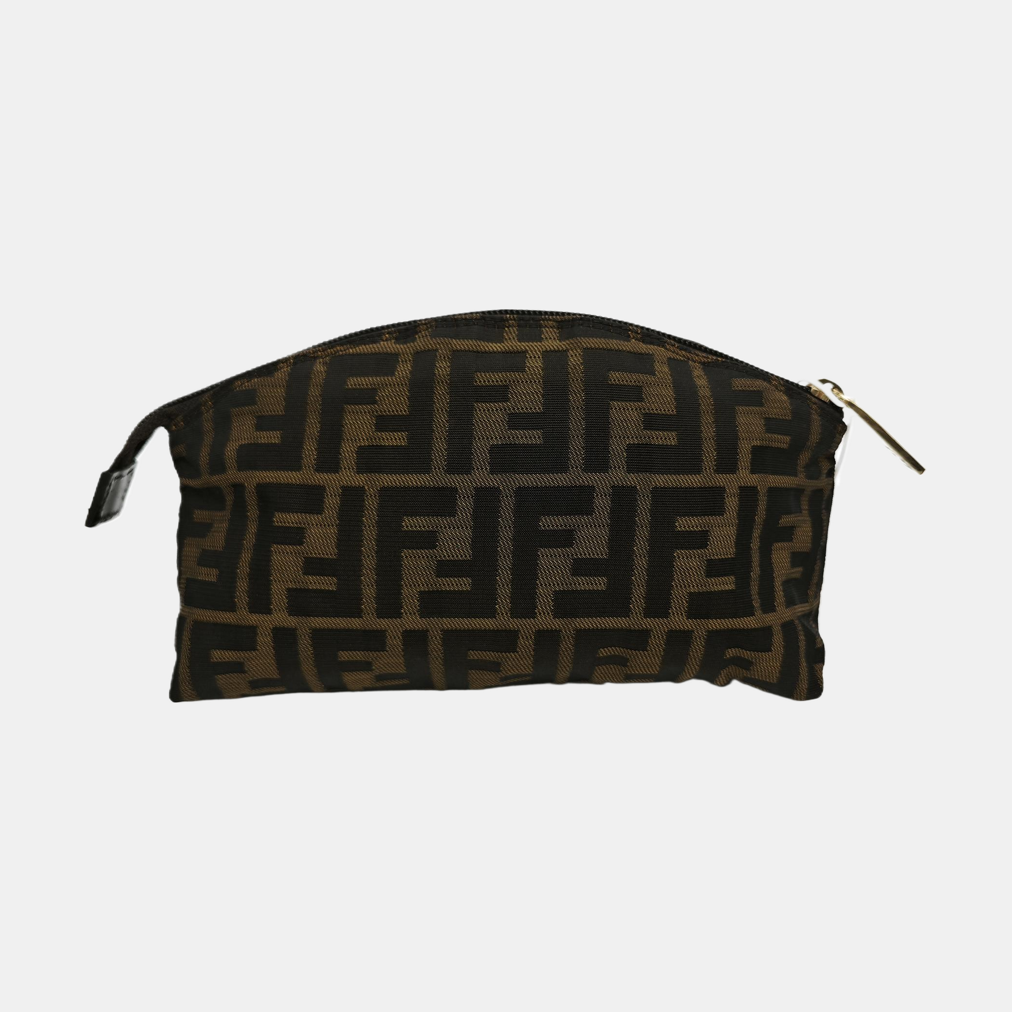Monogram Fabric Clutch Brown