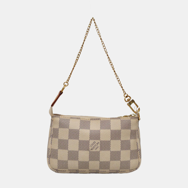 Authenticated pre-owned  ACCESSOIRES Mini Damier Azur Coated Canvas White - Top Handle Bag at Looply