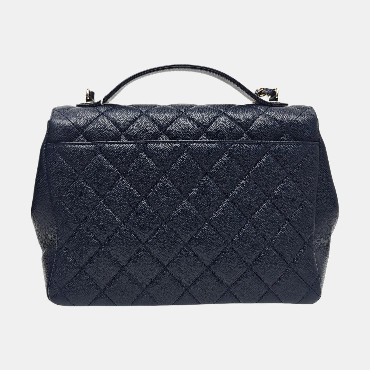 Quilted Grained Calfskin Shoulder Bag Blue