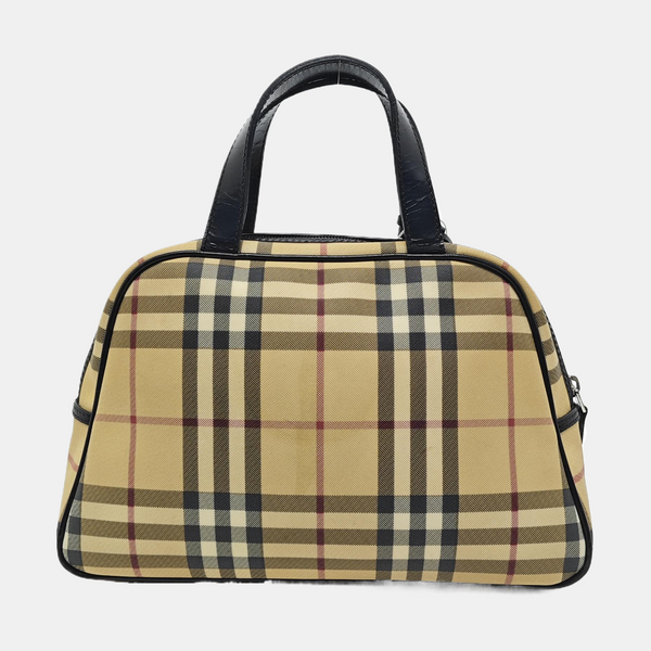 Coated Canvas Top Handle Bag Beige