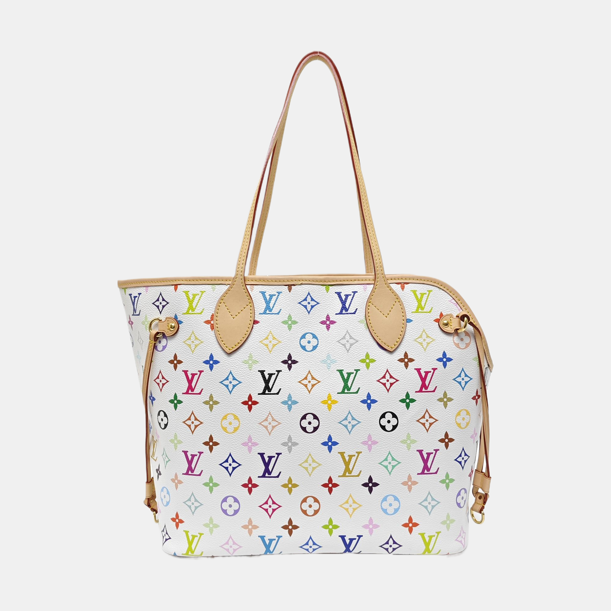 LV × TM NEVERFULL MM Monogram Coated Canvas White