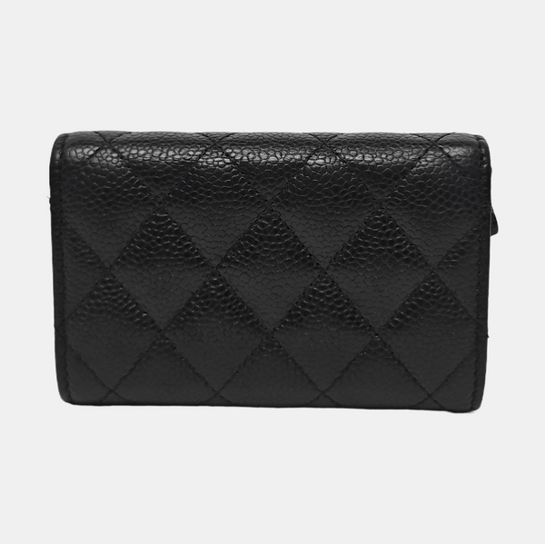 CLASSIC FLAP Quilted Grained Calfskin Black Card Holder