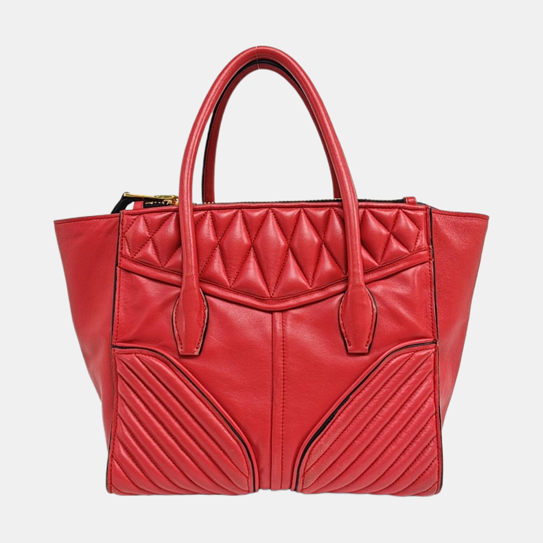 Quilted Lambskin Tote Bag Red