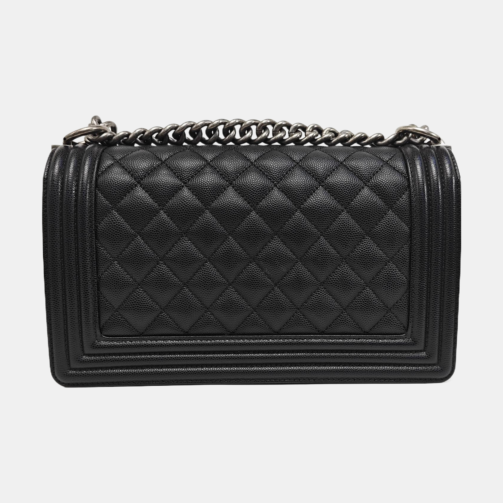 BOY CHANEL Medium Quilted Grained Calfskin Black