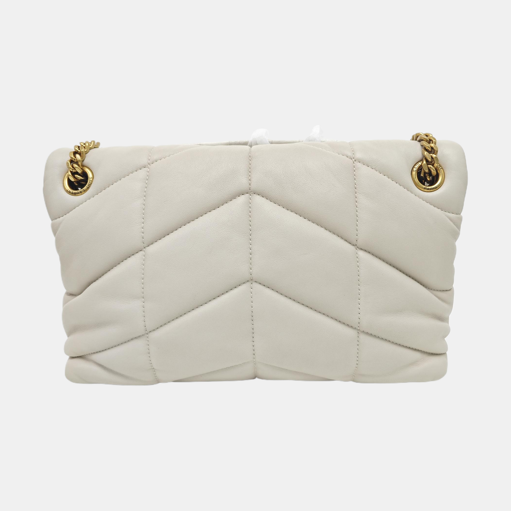 PUFFER Small Quilted Lambskin White