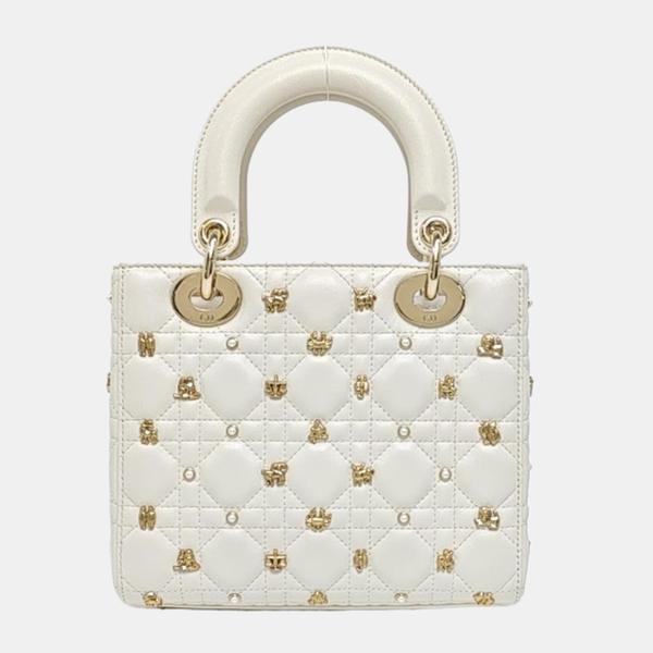 Lady Dior Small Cannage Calfskin White