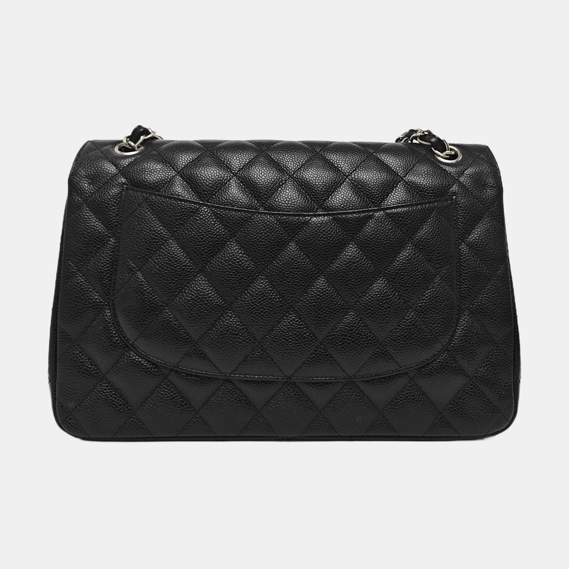 CLASSIC FLAP Jumbo Quilted Grained Calfskin Black