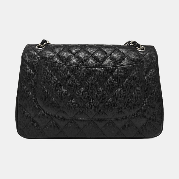 CLASSIC FLAP Jumbo Quilted Grained Calfskin Black