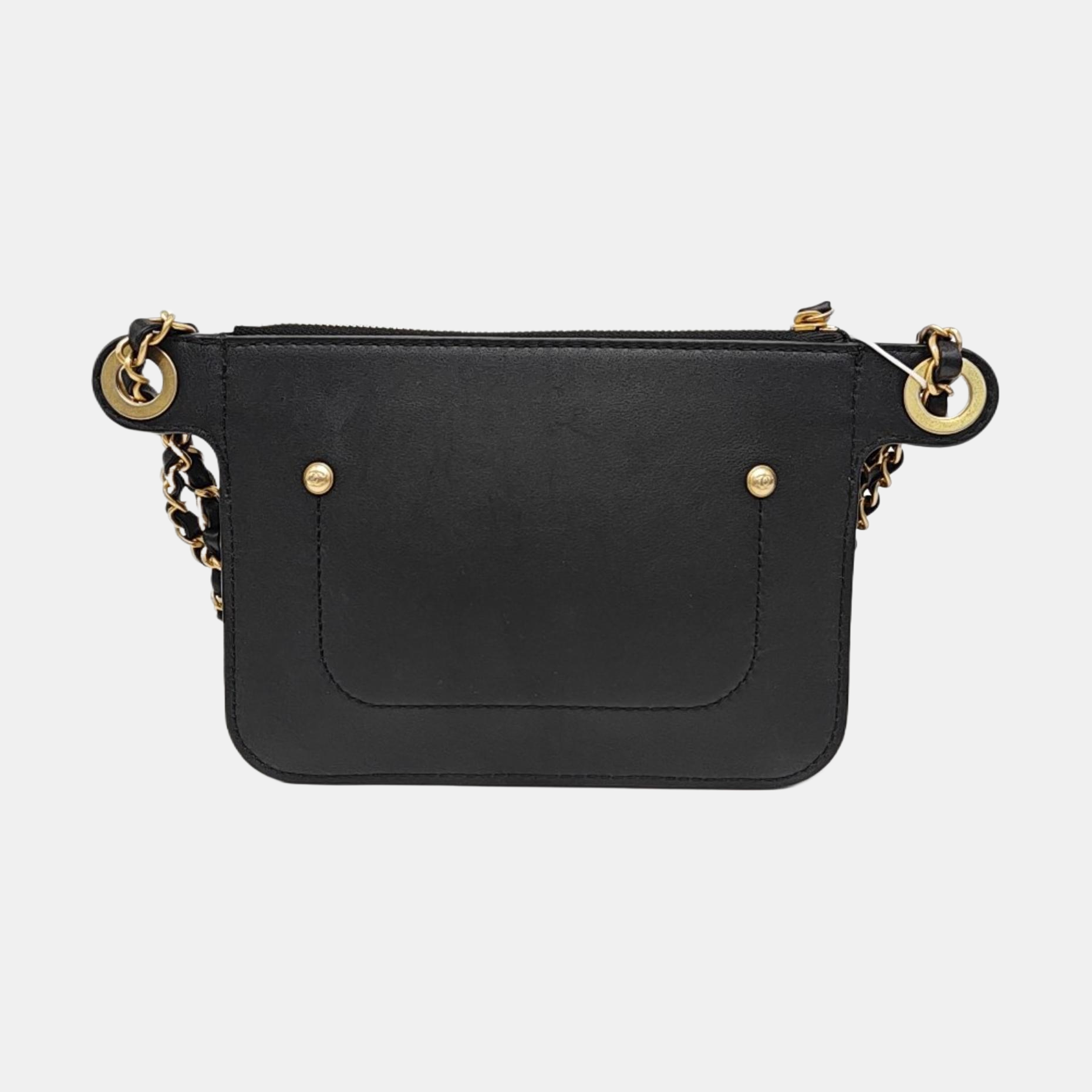 Quilted Leather Belt Bag Black