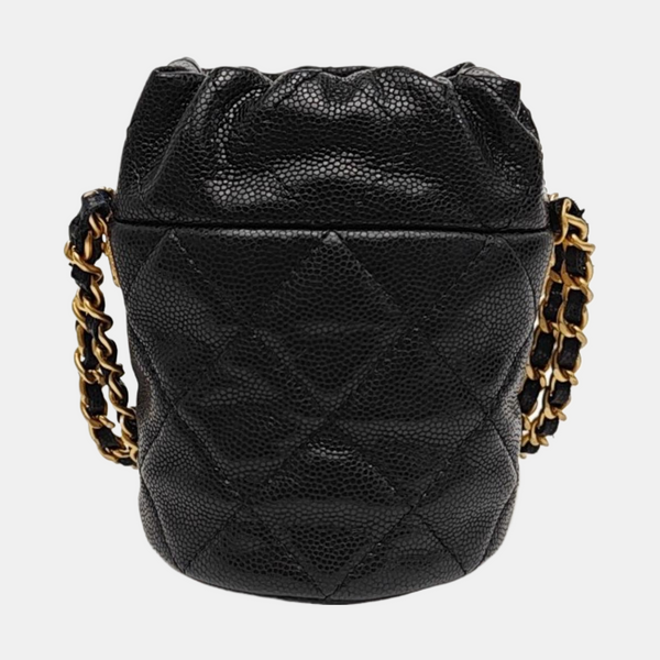 22A Mini Quilted Grained Calfskin Black