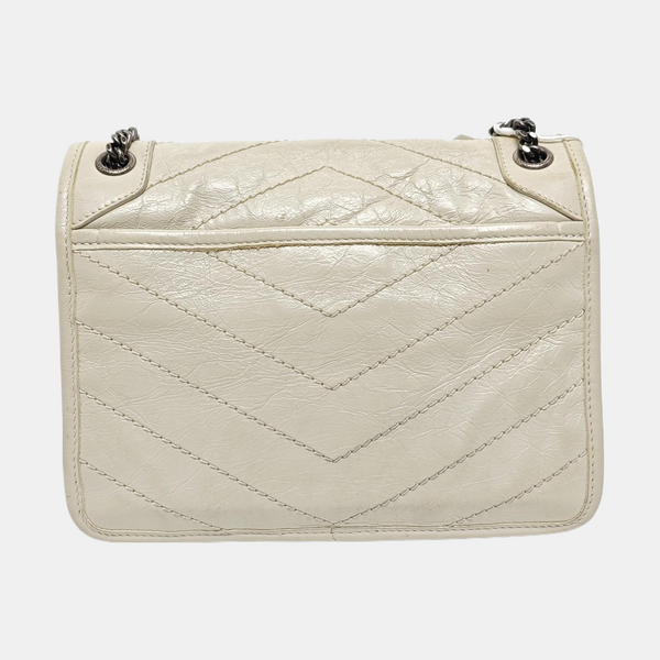 NIKI Small Chevron Calfskin White