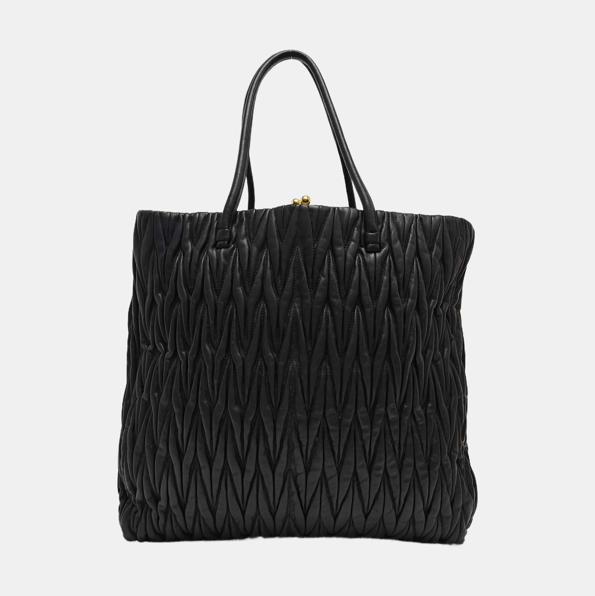 Quilted Lambskin Top Handle Bag Black