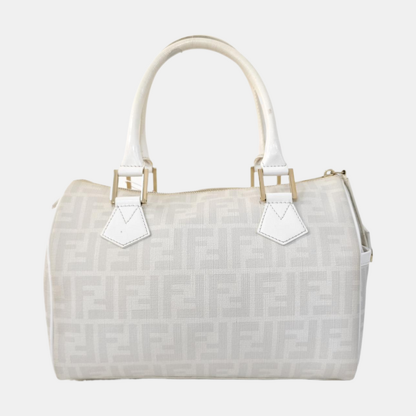 Coated Canvas Top Handle Bag White
