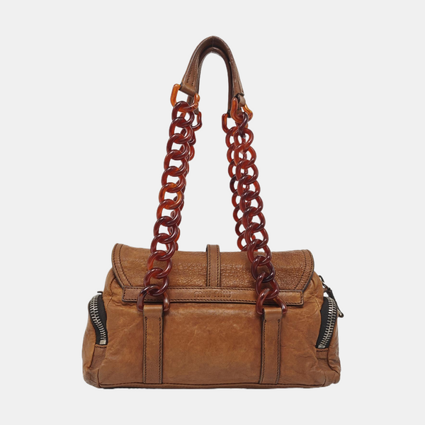 Lambskin Shoulder Bag Brown