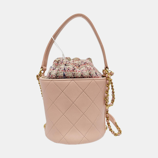 Quilted Calfskin Bucket Bag Pink