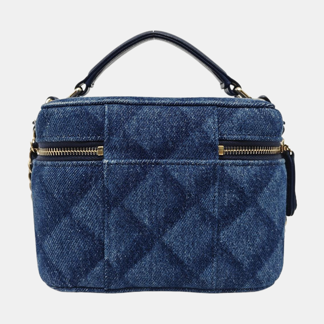 VINTAGE COSMETIC BAGS Quilted Denim Blue