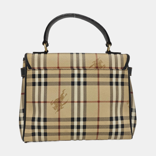 Coated Canvas Top Handle Bag Beige