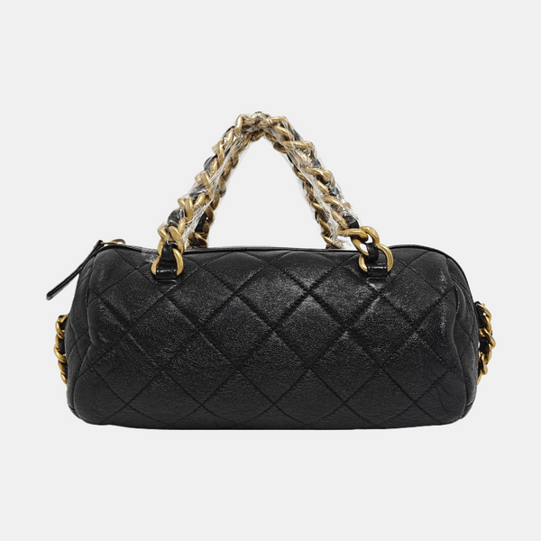 Quilted Calfskin Shoulder Bag Black