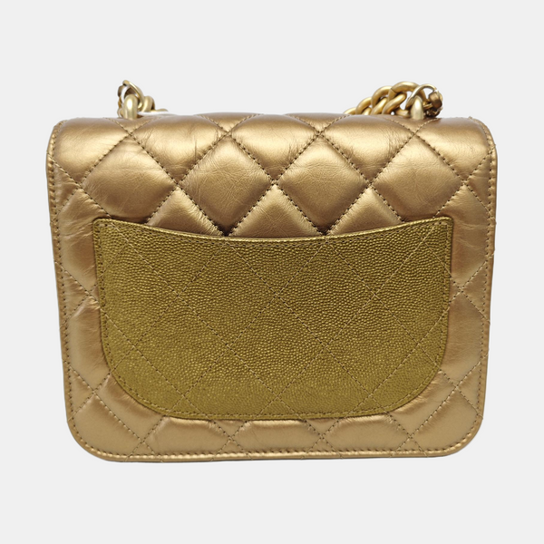 Quilted Calfskin Shoulder Bag Gold