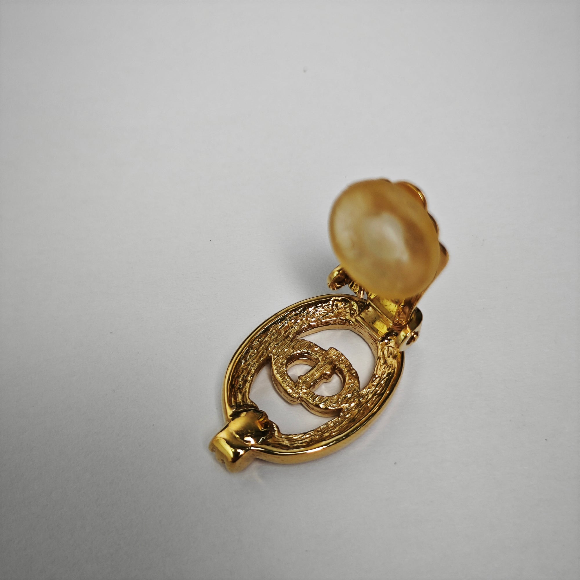 Petit CD Metal Gold Clip On Earrings