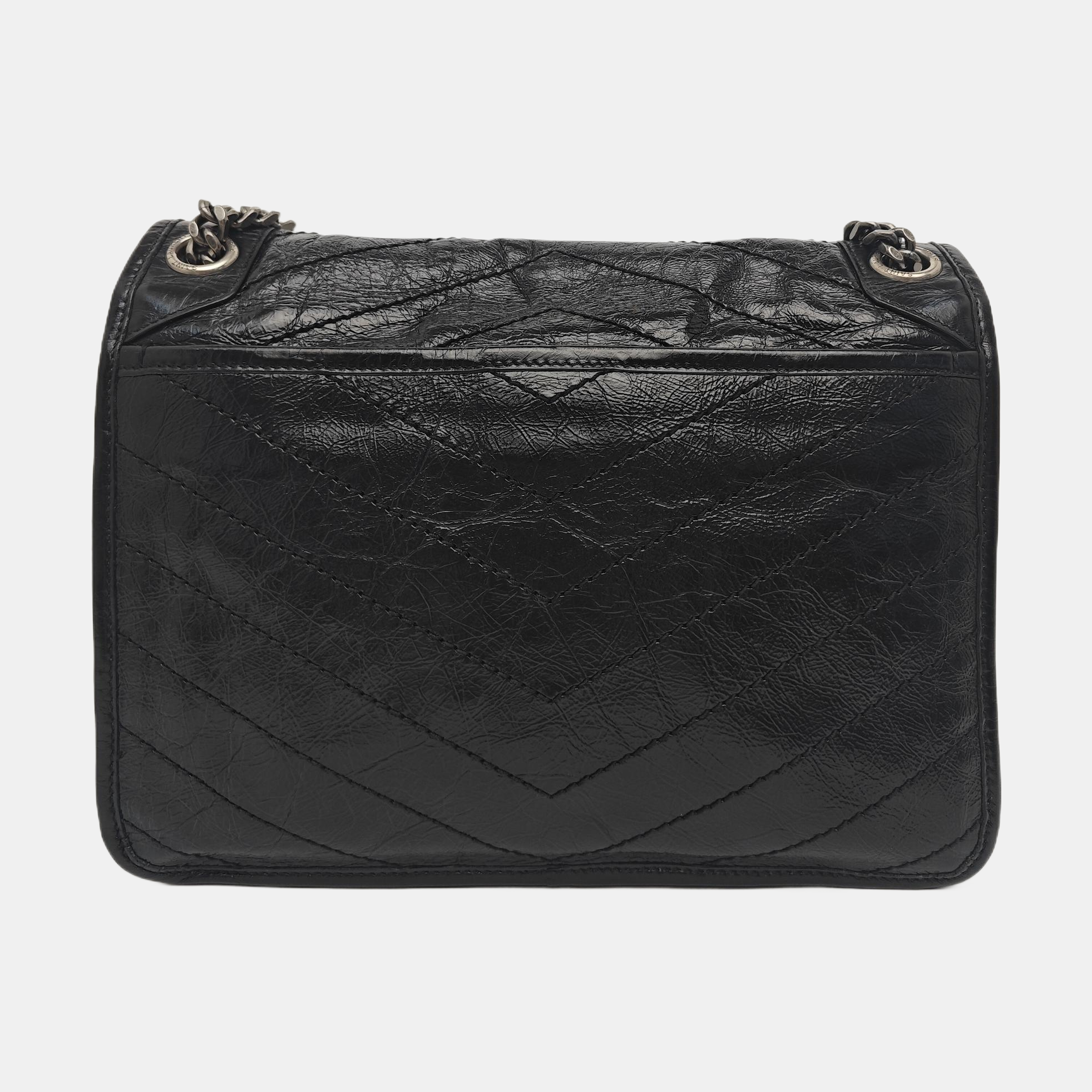 NIKI Medium Chevron Calfskin Black
