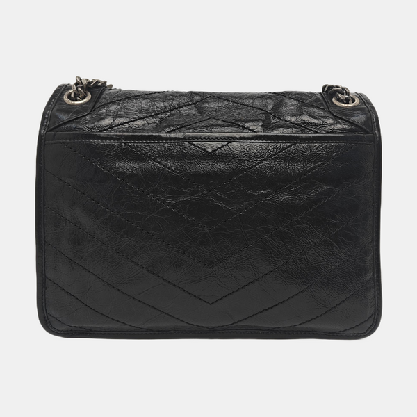 NIKI Medium Chevron Calfskin Black