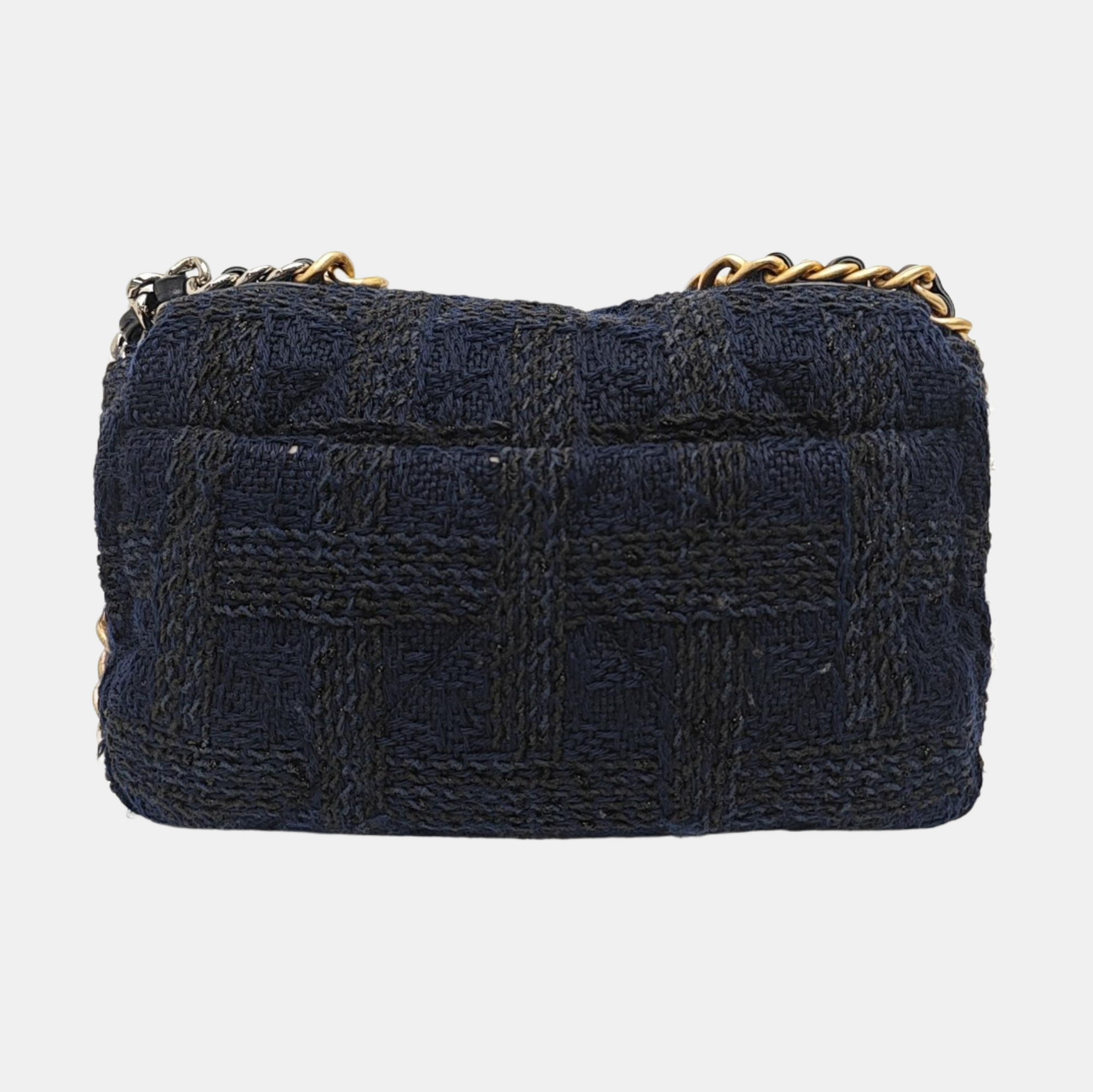 CHANEL 19 Small Quilted Fabric Blue