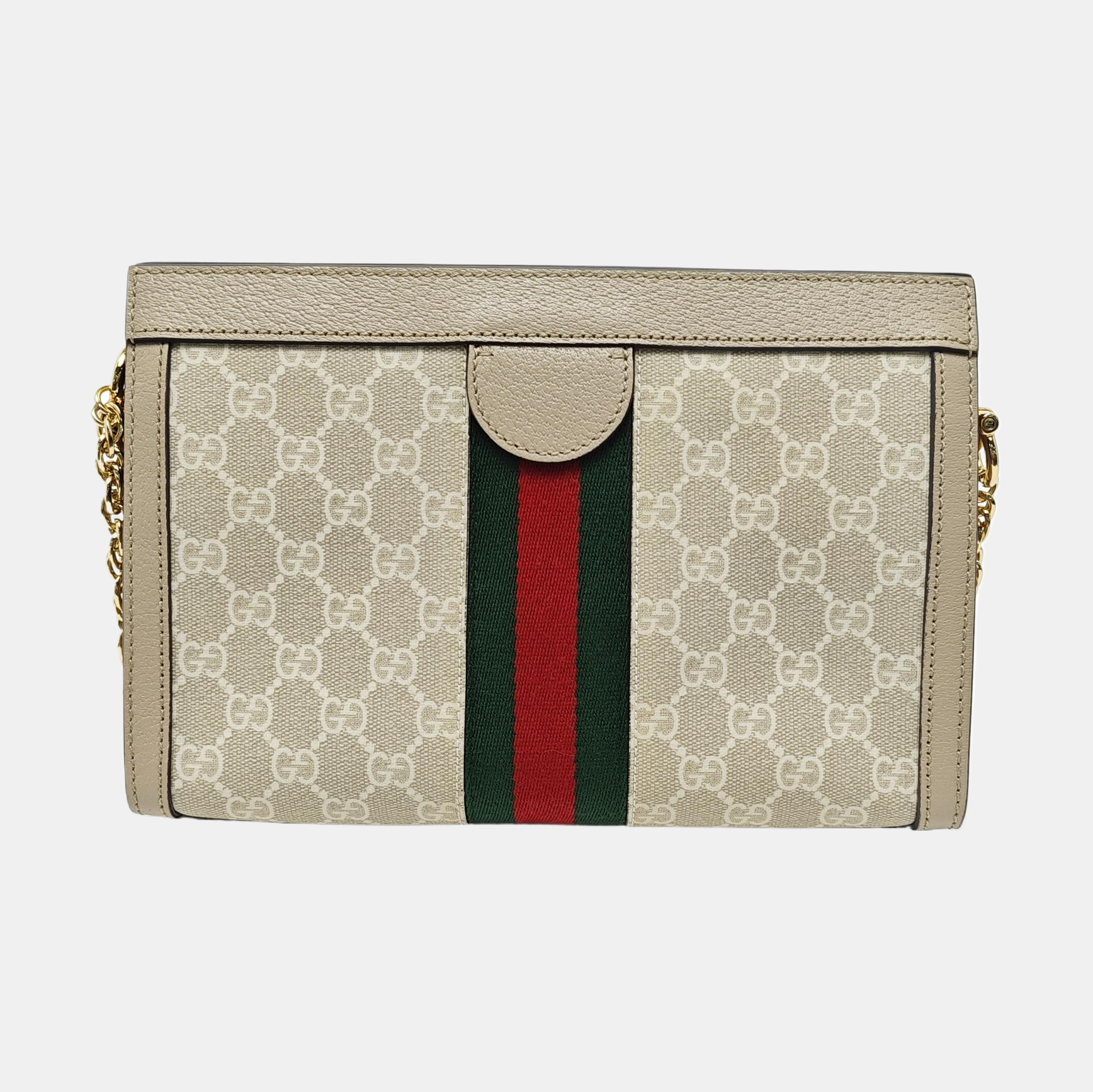 Ophidia Small Monogram Coated Canvas Beige